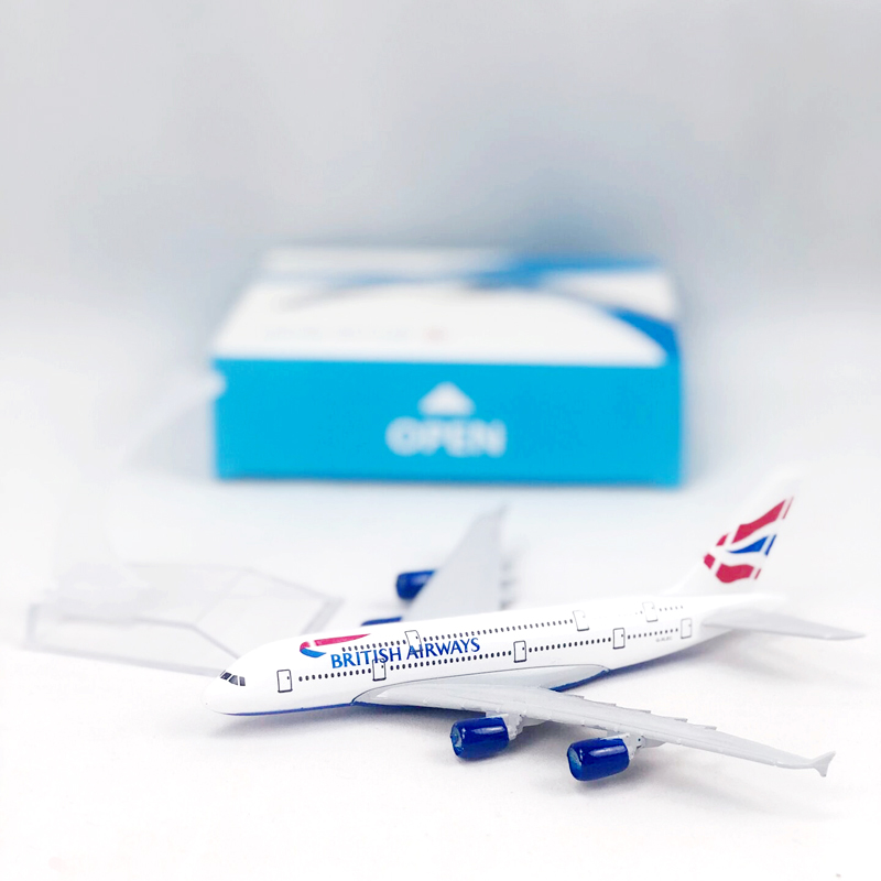 Miniatur Diecast Pesawat UK Airbus 380 A380 Bahan Alloy Metal Ukuran 16CM Untuk Koleksihadiah