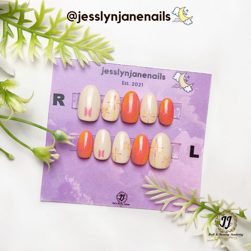 Custom Fake Nails BTS Fireworks | Press On Nails | Kuku Palsu
