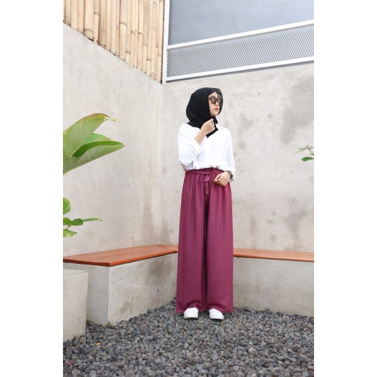 Celana Kulot Rayon HW Tali Pingggang Premium