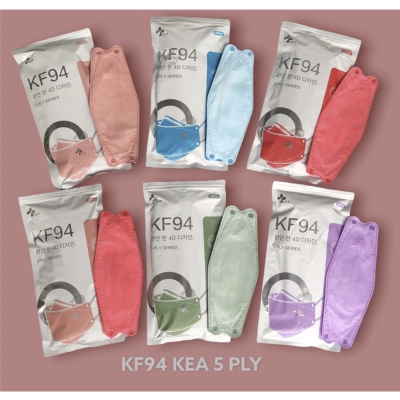 Masker KF94 KEA Earloop 4 Ply per Pack isi 10 pcs ORIGINAL EMBOSS Premium ada Cekungan Hidung V-Cut