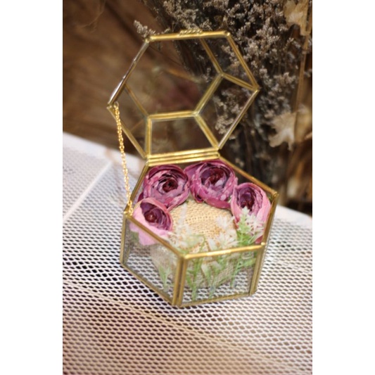 box cincin / ring box / kotak cincin tunangan / terrarium heksagona