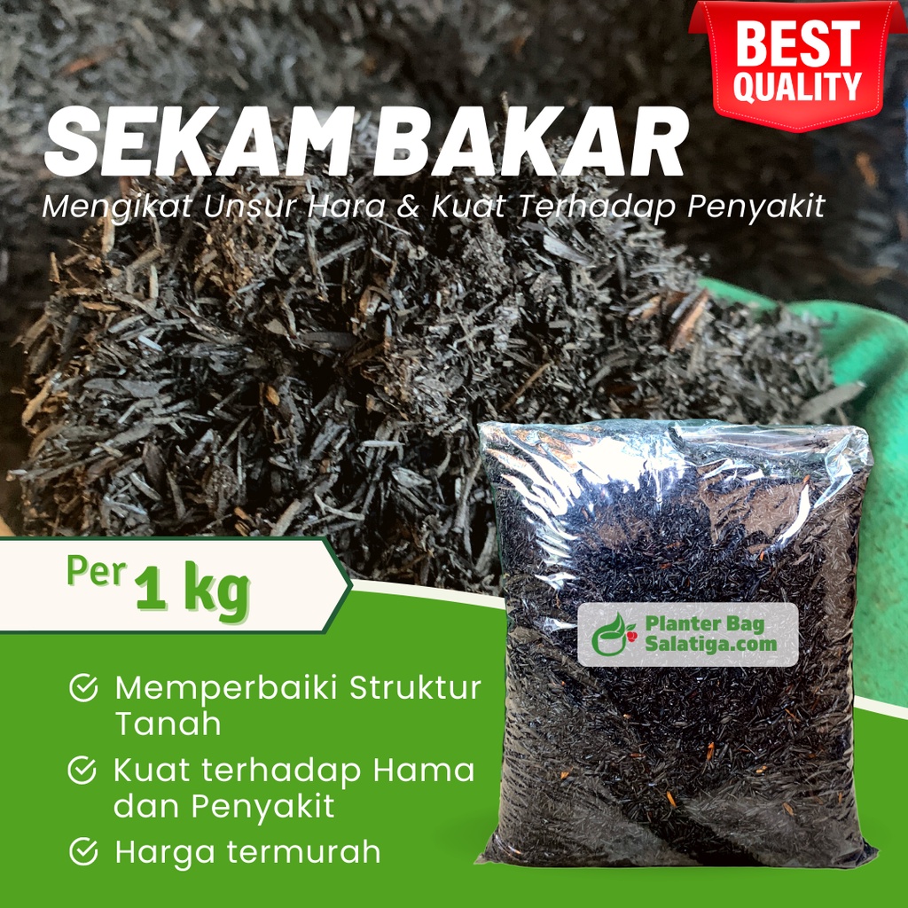 Sekam Bakar Halus 1 Kg Murni Arang Media Tanam Karungan Murah Padi