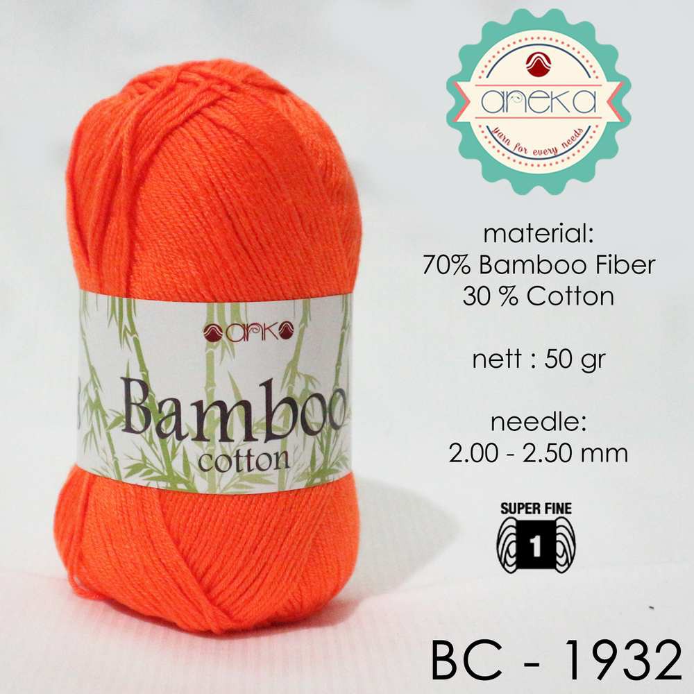 Benang Rajut Katun Bambu / Bamboo Cotton Yarn 1 - 1932 Orange Muda