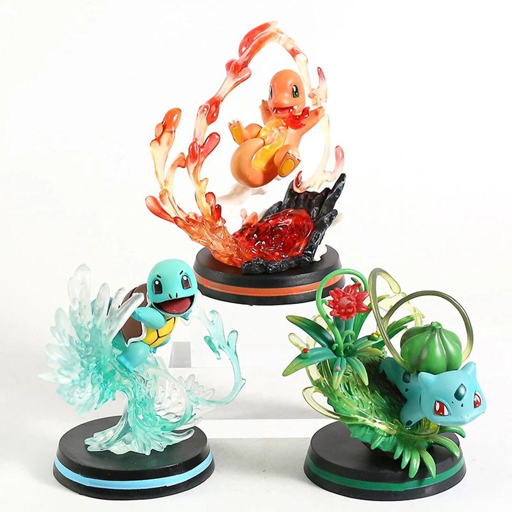 QUINTON Gambar Pokemon Desktop Ornamen Koleksi Model Blastoise Mewtwo Model Mainan Bulbasaur