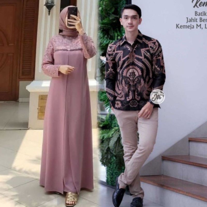 Seroja Maxy aulia maxi gamis seroja tile mutiara dress kondangan terbaru gamis wisuda simple gamis brukat muslimah seragam bridesmaid sarimbitan tunangan seroja dress couple pasangan cewe cowo couple kondangan modern terbaru