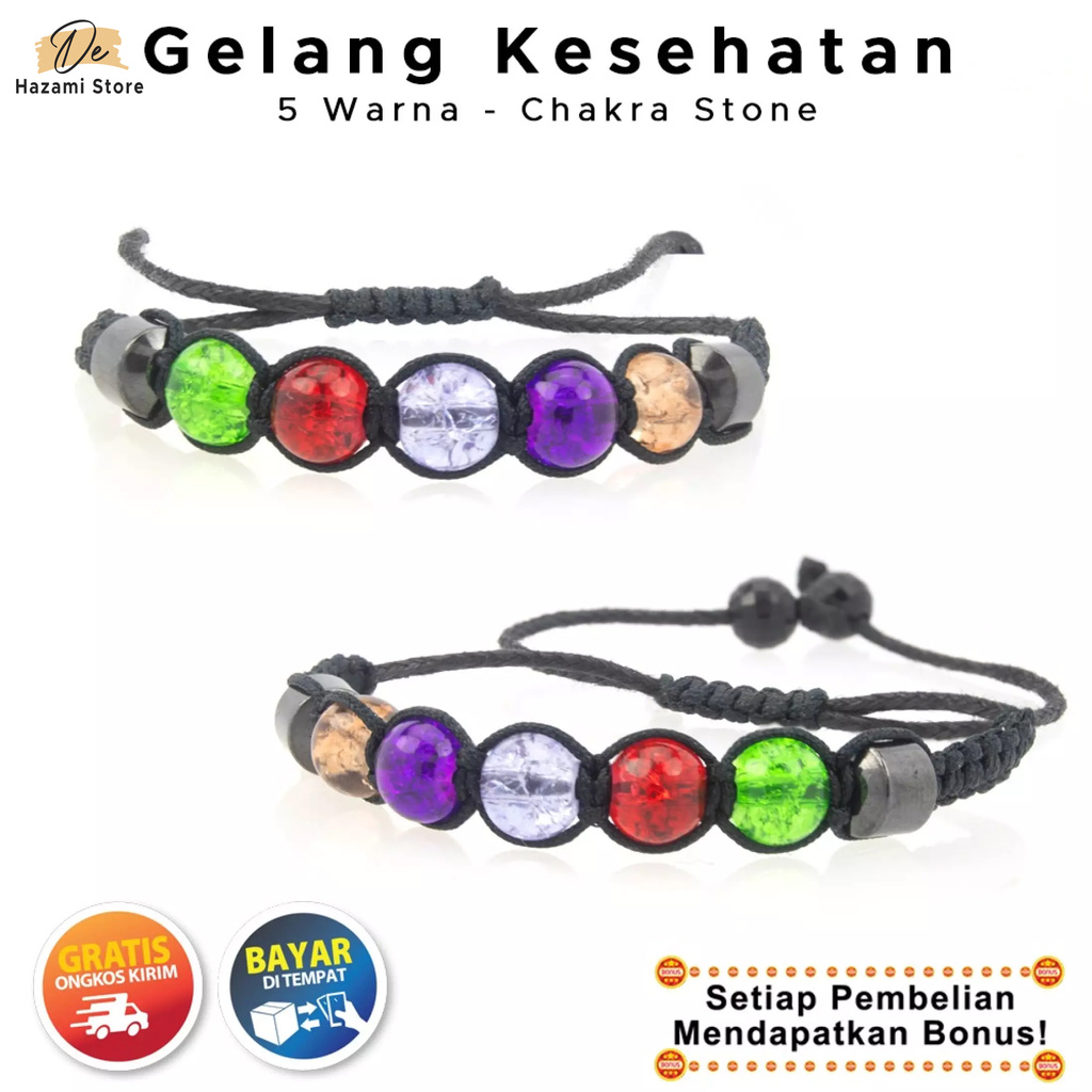 BISA COD Gelang Kesehatan Pria Wanita Tali Batu Kesehatan Terapi Magnetis Chakra Yoga Anyam Terbaru