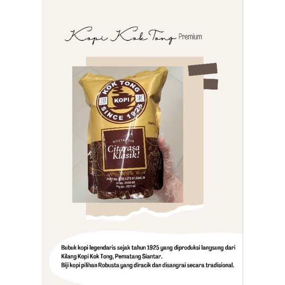 

Kopi Kok Tong ORIGINAL 100% dijamin Asli Pematang Siantar 1kg