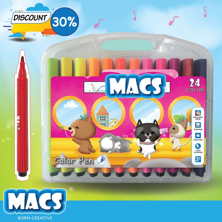 Spidol Marker MACS Color Pen 24 warna