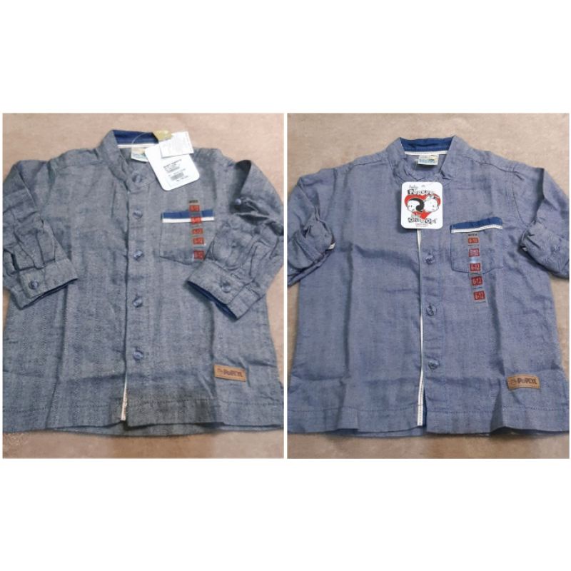 Kemeja koko anak baby popeye navy dan abu