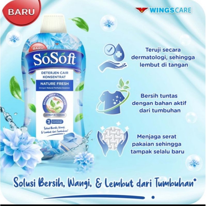 Sosoft Deterjen Cair Nature Fresh 750mL