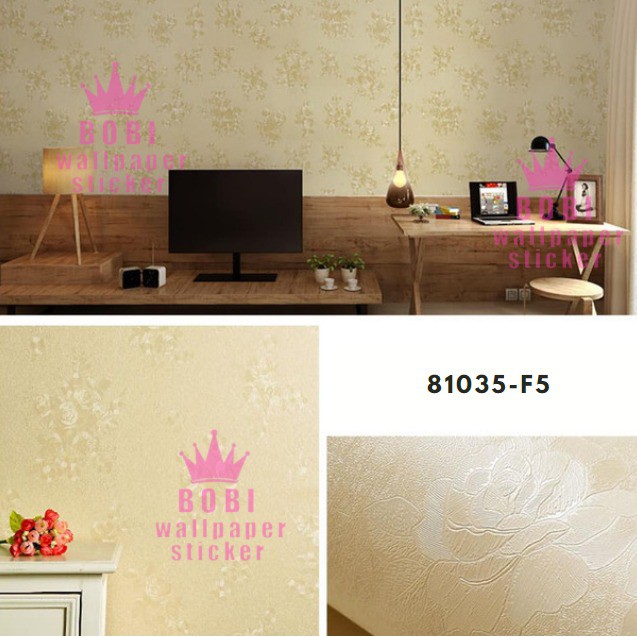 Wallpaper Sticker Motif Bunga samar Kuning 81035-F5 / Wallpaper New 2020 / Ukuran 9mx45cm