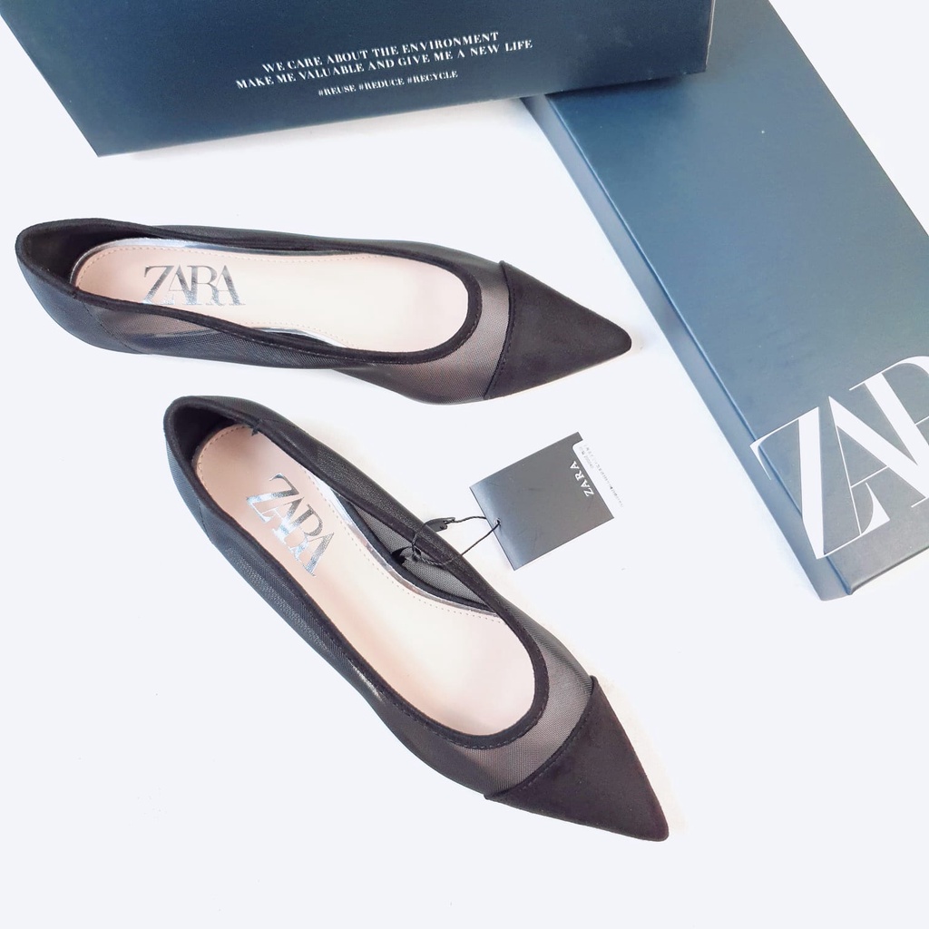 Zara Flat Mesh Suede Balerina 8181-1