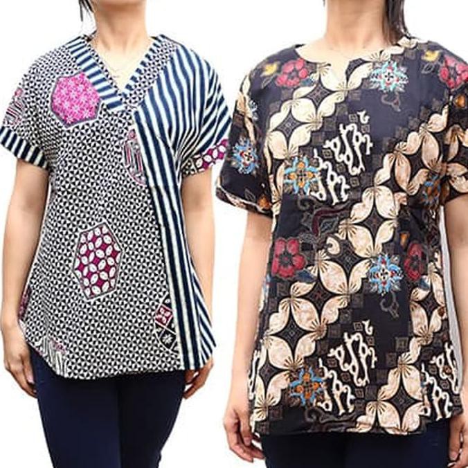 HOT SALE BAJU ATASAN WANITA BATIK BAJU MUSLIM BLUS MUSLIM TUNIK TOP FIT TO XL