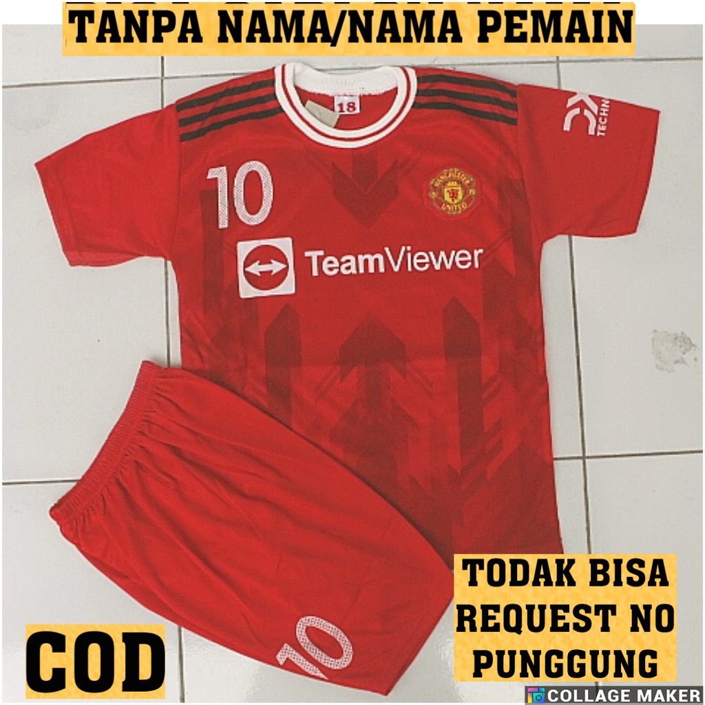 CUSTOM NAMA SETELAN ANAK BAJU BOLA MU MERAH