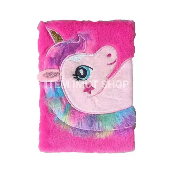 

[RESTOCK] Buku Agenda Diary Catatan Note Book Motif Fur Bulu Karakter Unicorn - Pink