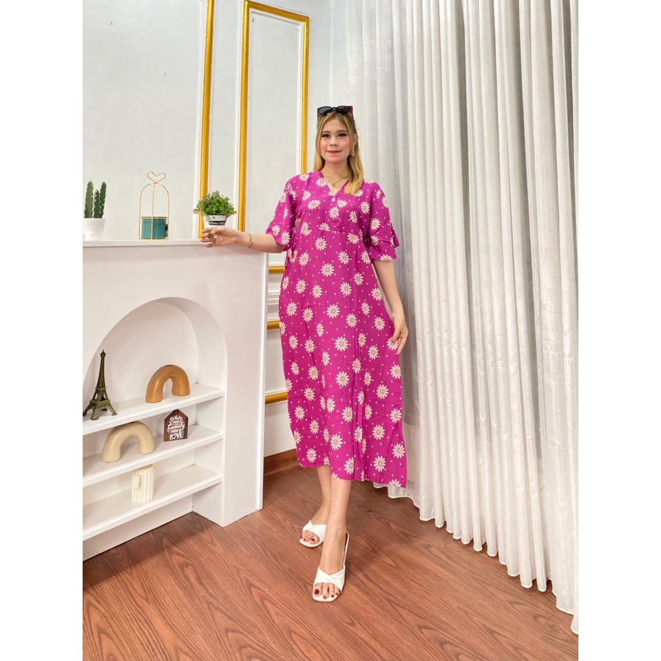 Daster Kimono Busui Tali Samping Panjang Semata Kaki / Daster Kekinian-MTH UNGU LD 100