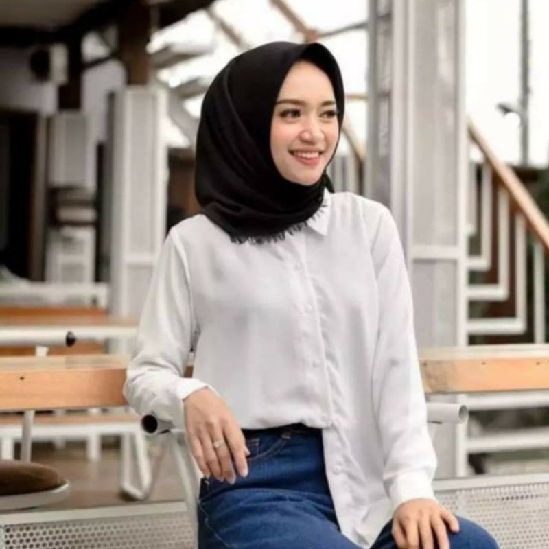 KEMEJA WANITA CASUAL POLOS BASIC AUDREY BASIC SHIRT KEMEJA LENGAN BALON POLOS, KEMEJA TANGAN BALON-3