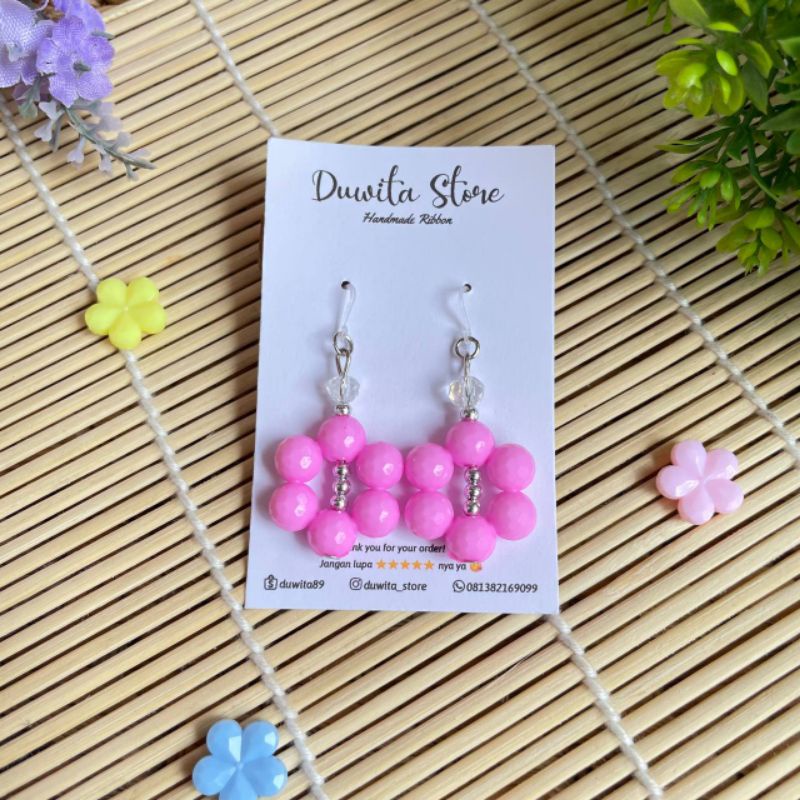 HANDMADE ANTING DEWASA KAITAN PLASTIK MOTIF DONAT(SILVER)