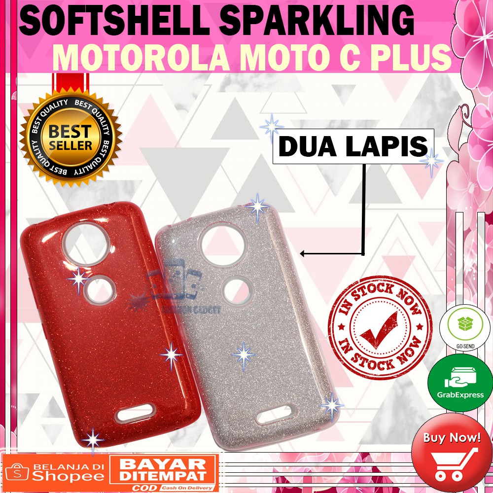 (Warna Acak Pink / Red) Silikon Motorola Moto C+ Ultrathin Motorola C+ Case Sparkling Blink Blink Case Glitter Casing Silicone Jelly Case Kesing Kasing Sarung Hp Motorola Moto C Plus