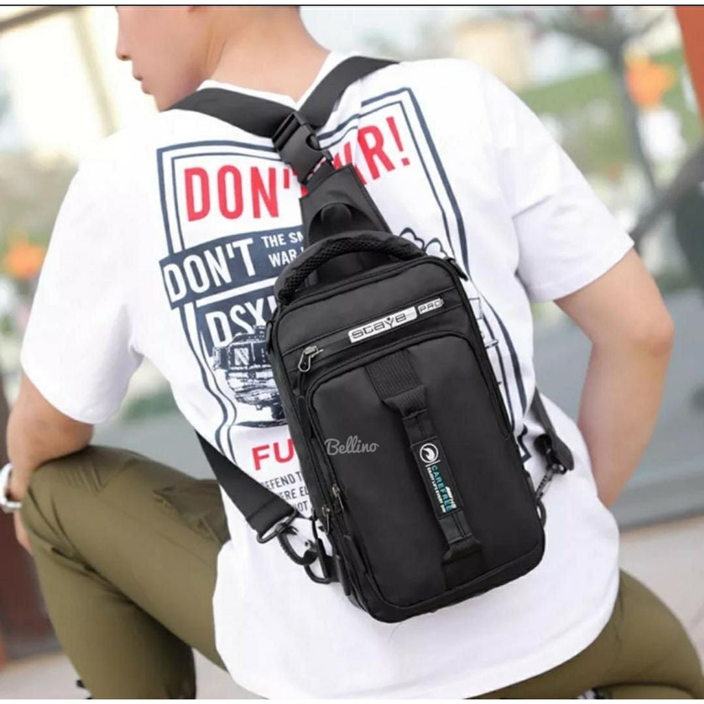 Tas Slempang Waist Bag Waterproof Haoshuai Pria Keren Anti Air Original Sling Bag Cowok Trendy