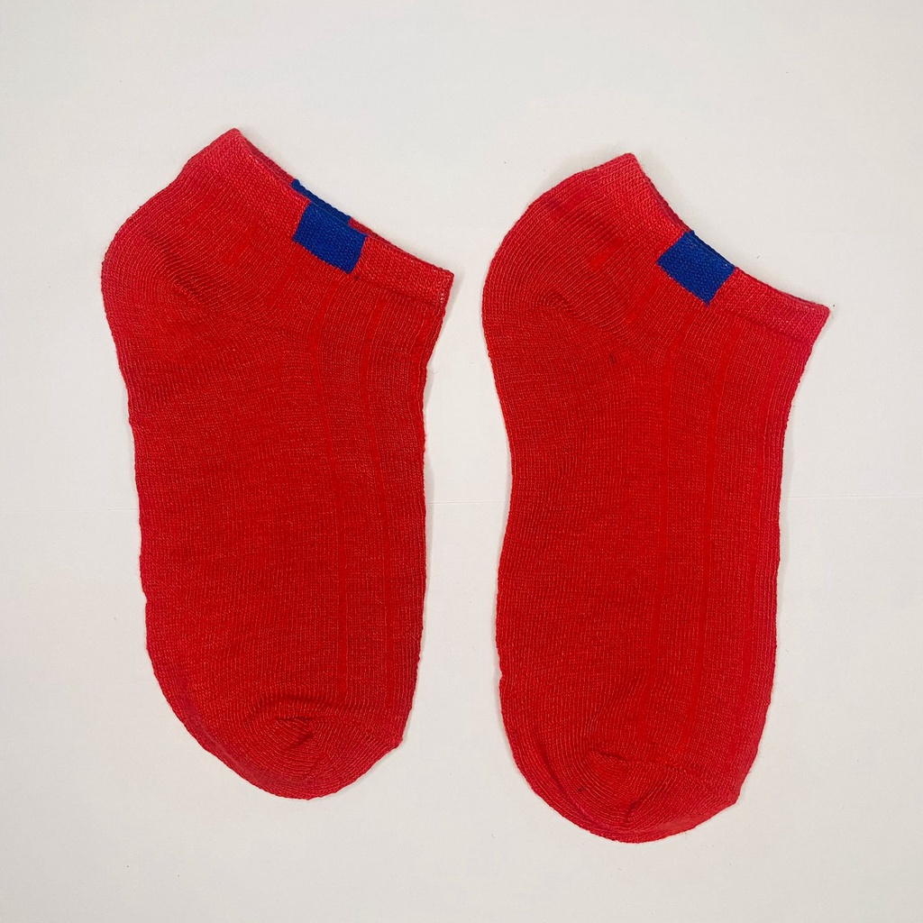 ✧YUKSHOPING✧ R103 Kaos Kaki Polos 6 Garis Unisex Fashion Wanita/Pria Kaos Kaki Import Murah Jakarta-POLOS MERAH