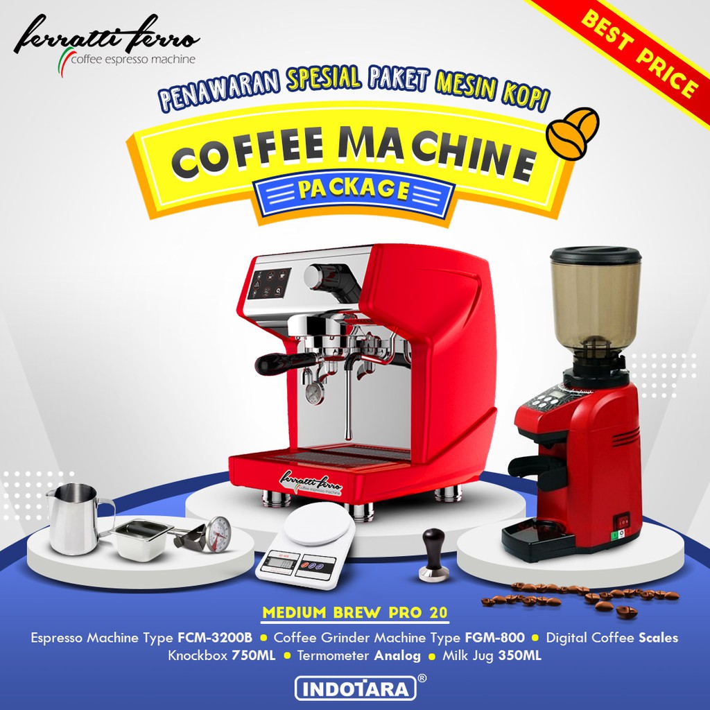 Paket mesin kopi Espresso Medium Brew Pro 19 - 20 - 21