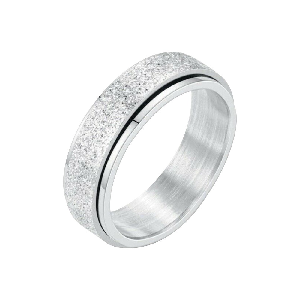 1 pcs Titanium Steel Korea Fashion Design Moon Flower Frosted Silver Ring untuk Pria dan Wanita