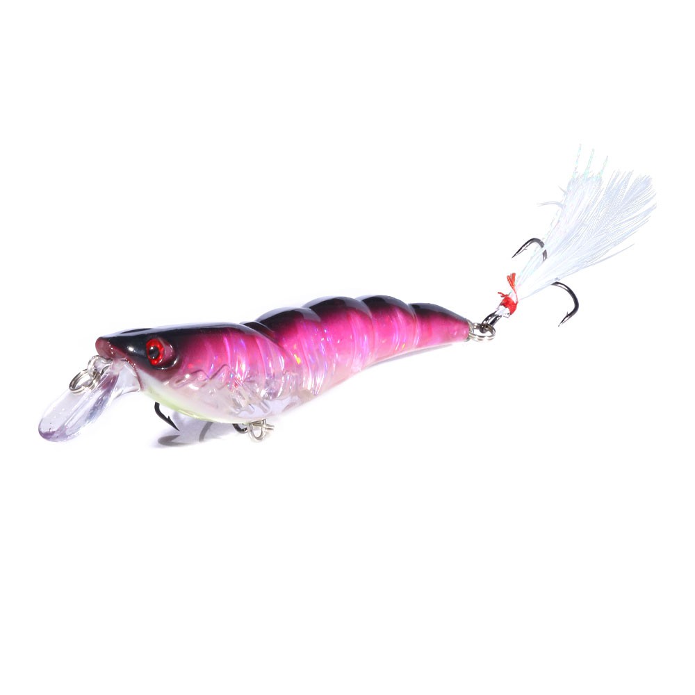 Hengjia 1pc Umpan Pancing Bentuk Udang Bahan Plastik ABS Keras 10.5cm / 13g Dengan Kail Treble