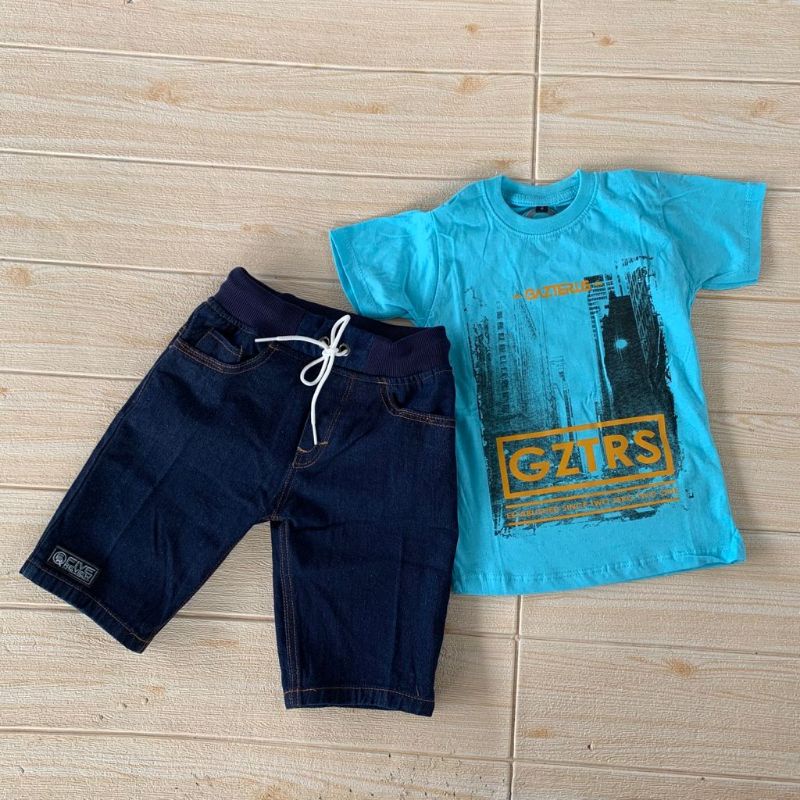 Setelan Jeans Anak Laki Laki Kaos Distro Anak Laki Baju Anak Cowo 1-12 Tahun AKP Marun Setelan Anak Laki Laki Import 10 11 12 Tahun Terlaris Terbaru-Navy_city biru