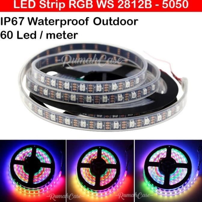 IP67 Waterproof WS2812B LED Strip RGB addressable 60 led/m ws 2812B 5v dijamin