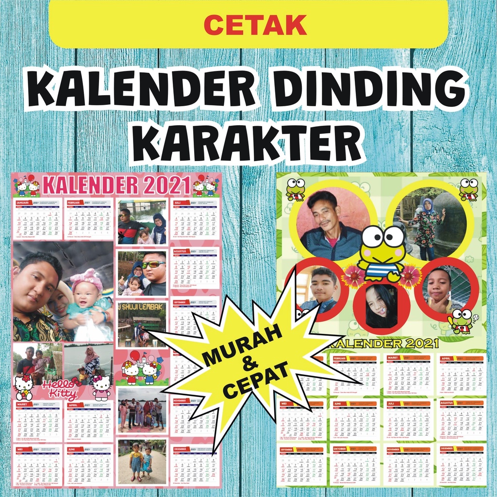 

Kalender Karakter Dinding Custom (1- 8 Foto) untuk anak dan keluarga per 10pcs