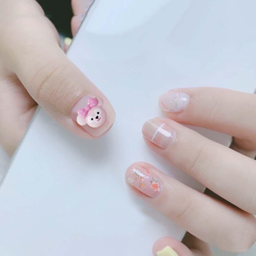 Agustinina Kartun Nail Art Kawaii Manis Strawberry Bear Kucing Gadis Kecil Bunny DIY Perhiasan Nail Art