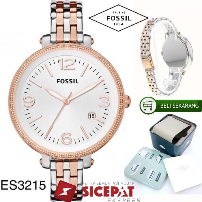 Cash Back Jam Tangan Wanita Merk Fossil Original 100% Type : ES3215 Baterai XOB Garansi 1th