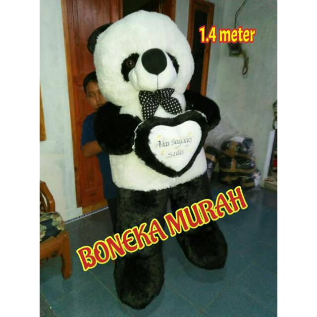 BONEKA TEDDY BEAR SUPER PANDA JUMBO 1,4 METER + PRINT FOTO / UKIR NAMA