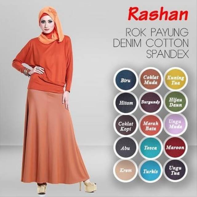 Rok payung Rashan. tosca XL, burgundy XL. turkis L