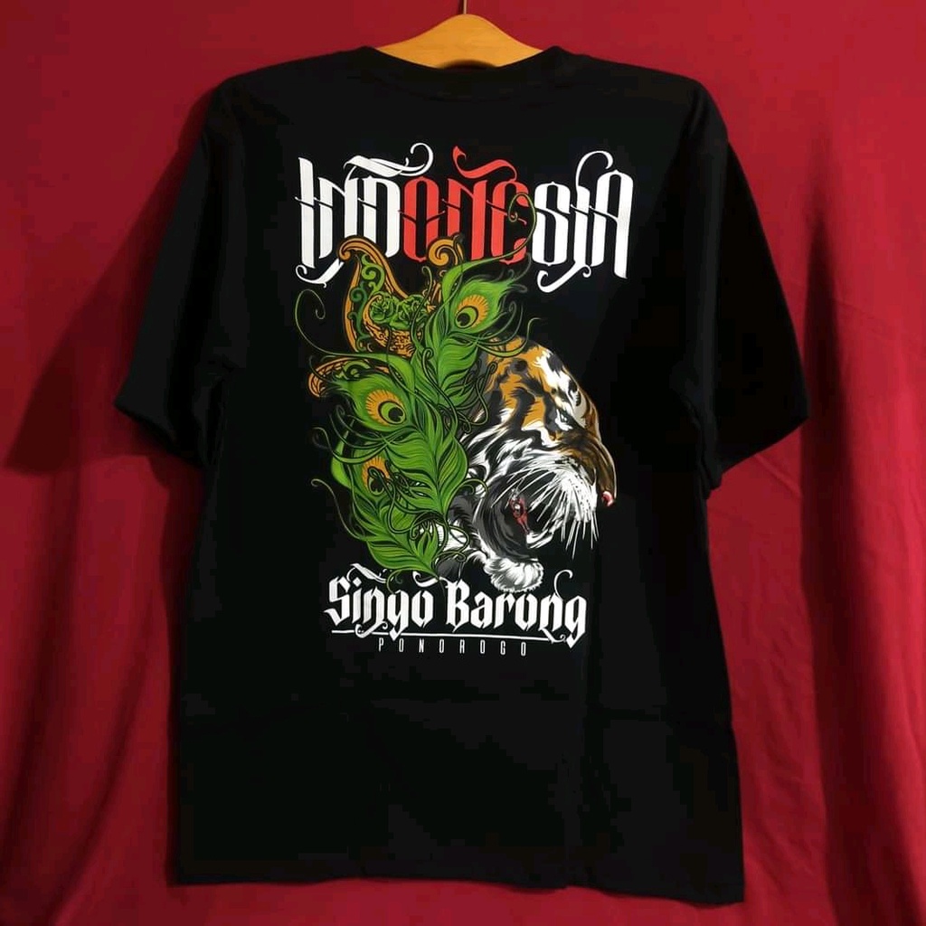 KAOS REOG PONOROGO | SINGO BARONG INDONESIA | KAOS SABLON REOG ORIGINAL PRIA LENGAN PENDEK HITAM