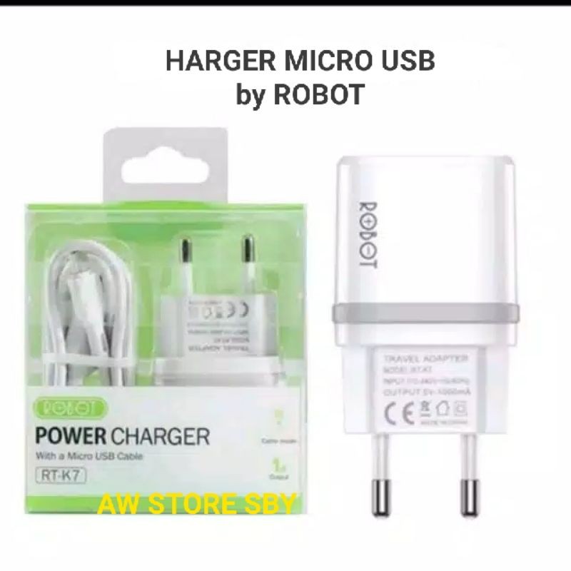 [R-TK07] Power charger android Original Robot include kabel Micro usb