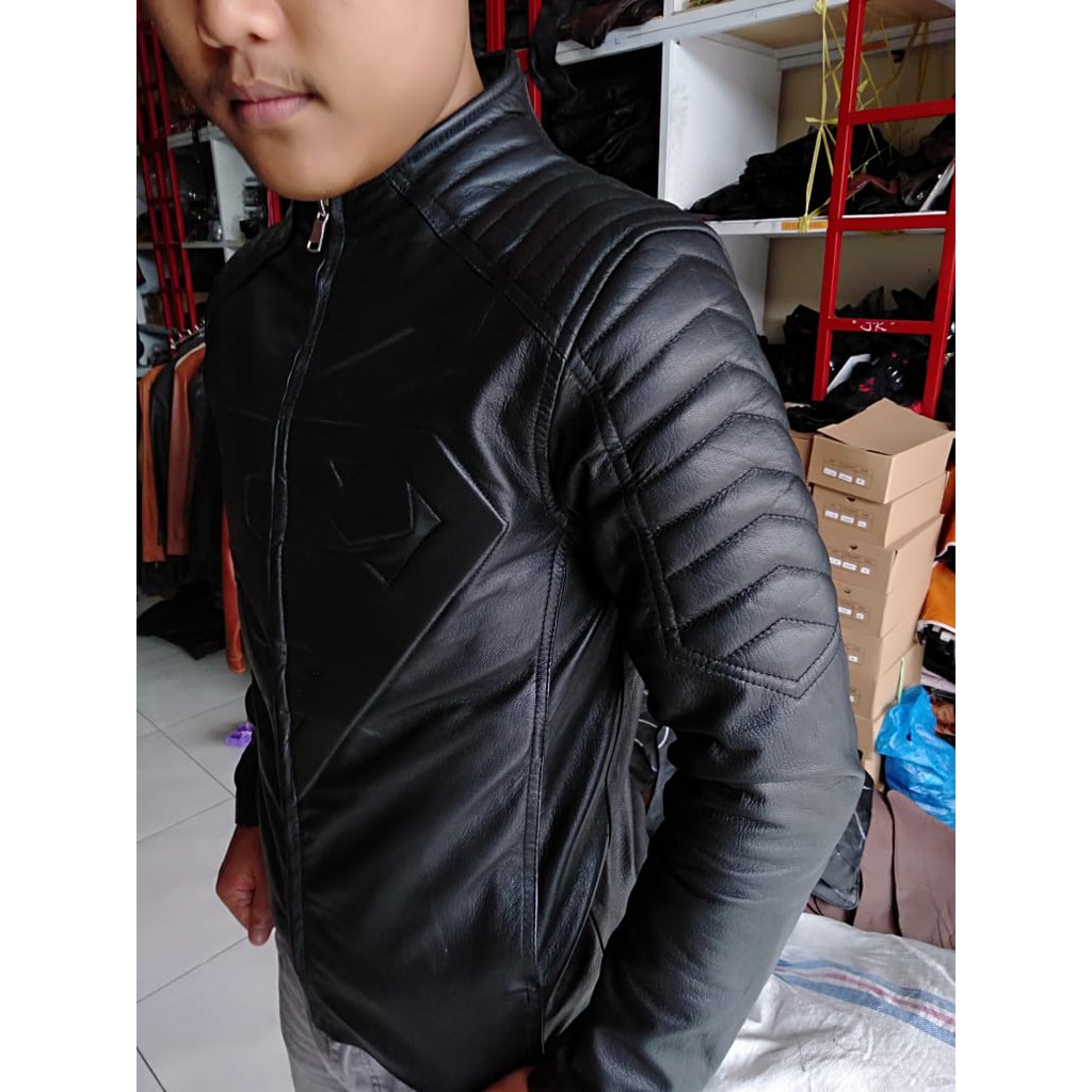 Jaket Kulit Asli Pria Superman Elegant Brownie ARL Silverstone