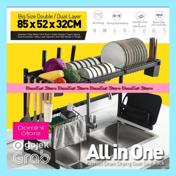 85Cm Rak Sink Wastafel Dapur Pengering Piring Drain Rack Serbaguna Lakulaku76