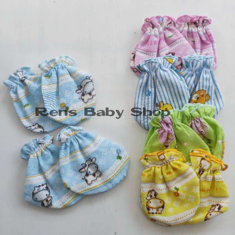 STK Sarung tangan dan kaki bayi baru lahir newborn renda rib motif polos VINATA