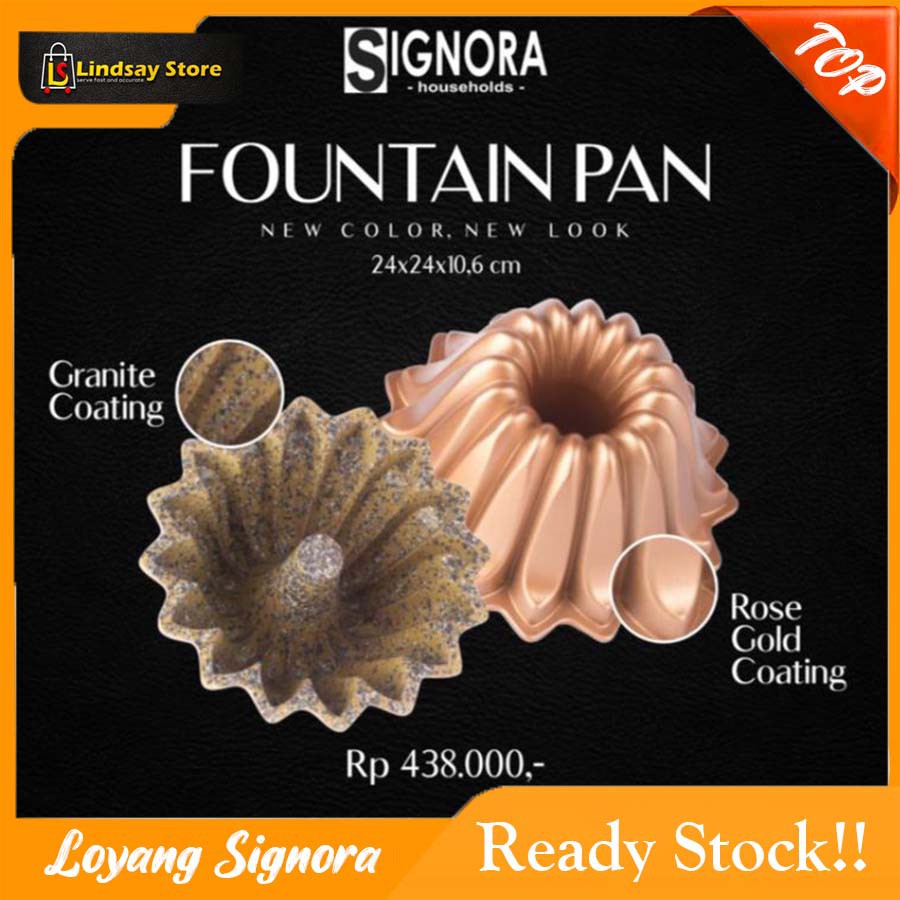 SIGNORA LOYANG KUE FOUNTAIN PAN PREMIUM BERWARNA ROSE GOLD Loyang Sultan Loyang Bolu Kotak / Bulat |
