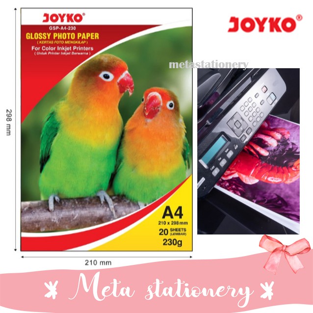

Glossy Photo Paper / Kertas Foto Joyko GSP-A4-230 gsm (20 lembar)