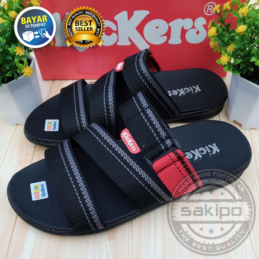 PROMO 8.8 KEMERDEKAAN SALE !! SANDAL PRIA DEWASA KICKERS SLOP BISBAN RING HITAM / SANDAL DALAM RUMAH RINGAN NYAMAN DIPAKAI / SAKIPO