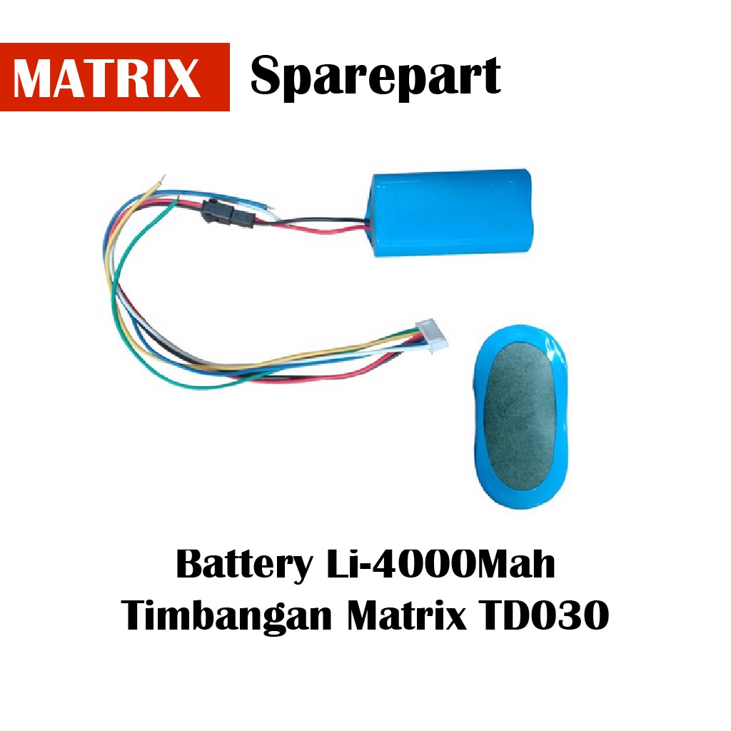 Sparepart baterai timbangan Matrix TD030 / litium 4000mah untuk timbangan matrix TD030kg/150kg/300kg