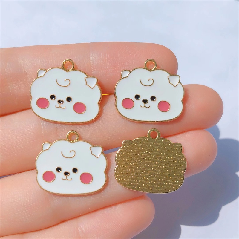 4pcs Liontin Kalung Bentuk Hewan Kelinci / Kucing Bahan Alloy Charms