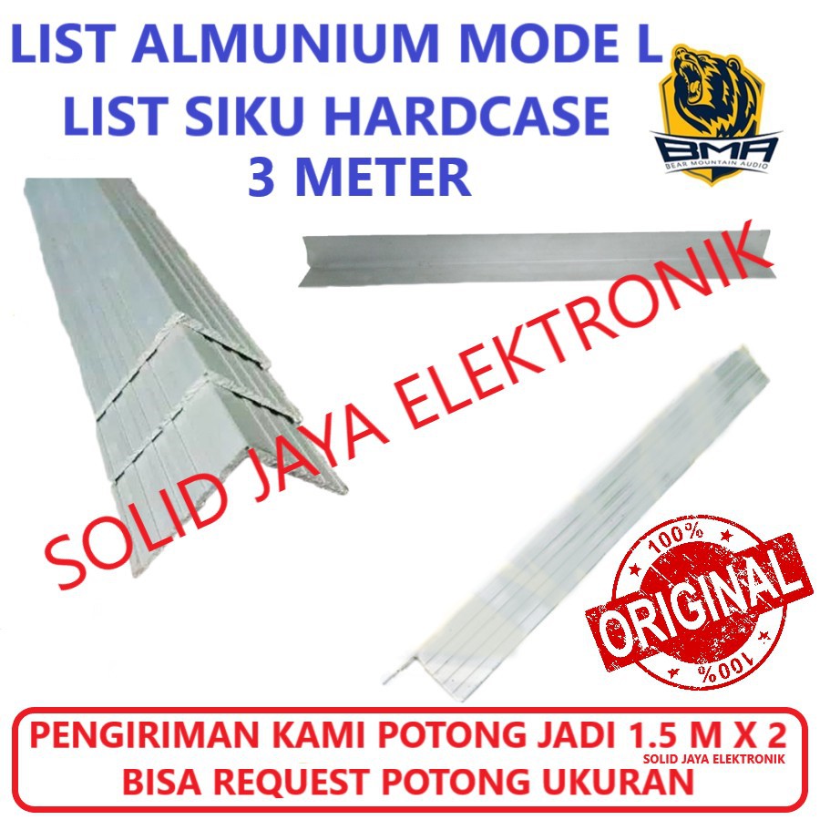 LIST SIKU L HARDCASE LIS ALMUNIUM BOX BOK MODEL HARD CASE ALUMINIUM 3M - 3 METER BMA ASLI ORIGINAL