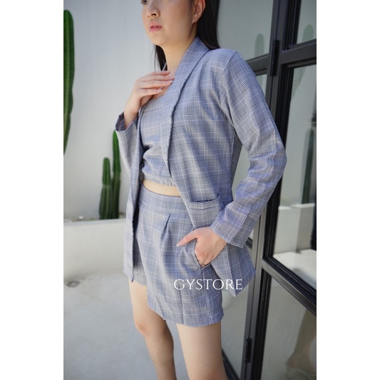 One Set Blazer Kotak Tartan 331 (3in1)