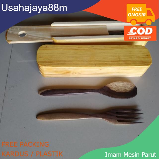Cutlery set kayu personal cutlery set kayu pribadi buat perjalanan kantor dan souvenir