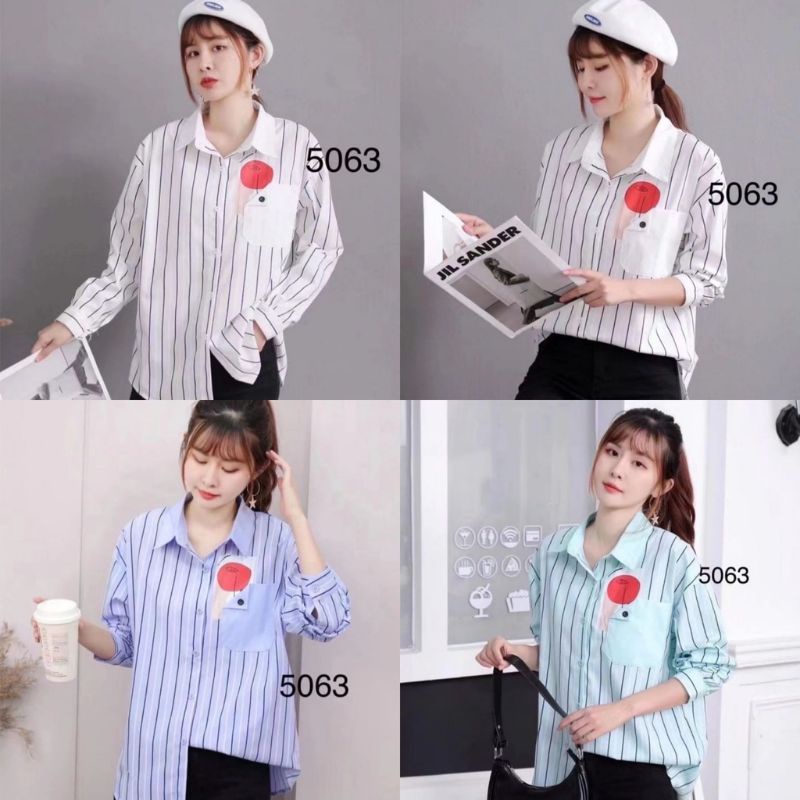 VN KEMEJA STRIP BORDIR ROBOT IMPORT / TOP SALUR