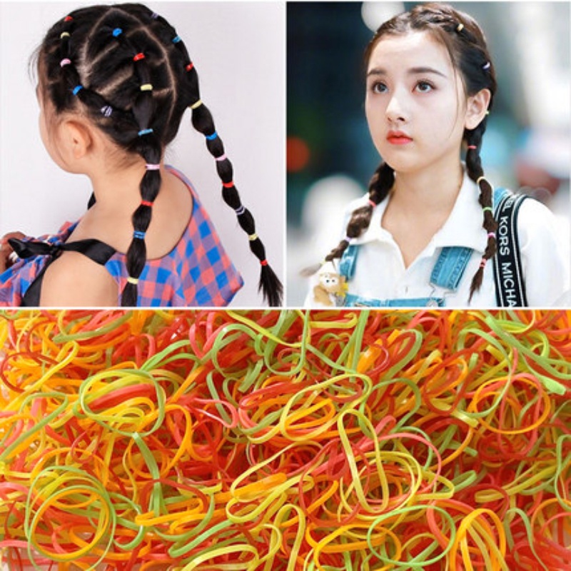 800pcs / 1000pcs Karet Rambut Elastis Tebal Gaya Korea Untuk Bayi / Anak Perempuan